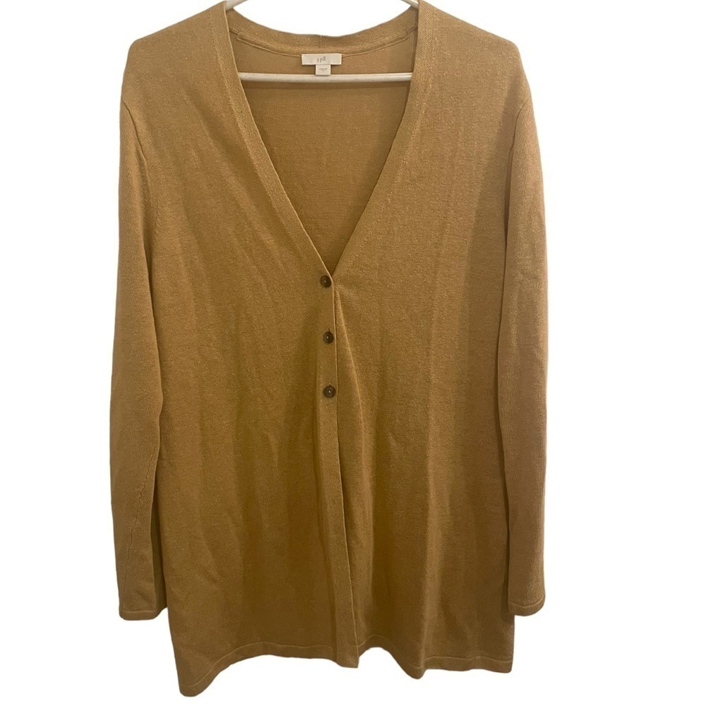 J Jill Linen Blend Long Line Cardigan Large